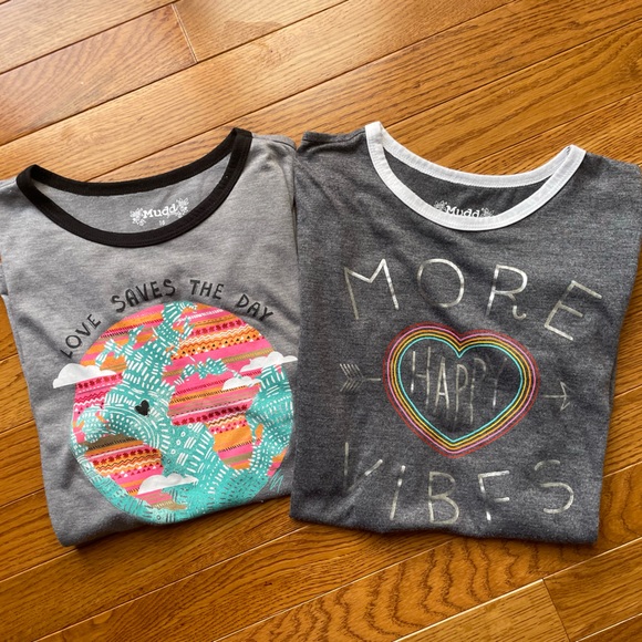 Girls Mudd Graphic Tees T-Shirts (set of 2, size XL/16) - Picture 1 of 9
